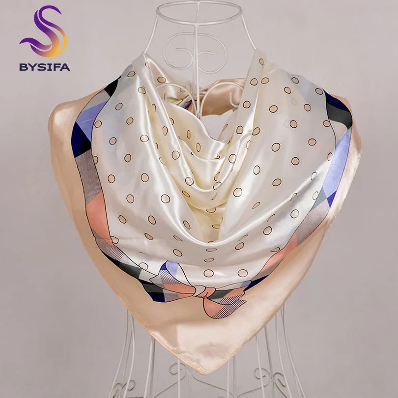 [BYSIFA] Hijab Scarf New Black Women Silk Square Scarf Shawl Luxury Brand Winter Scarves Kerchief Spring Female Fall Head Scarfs