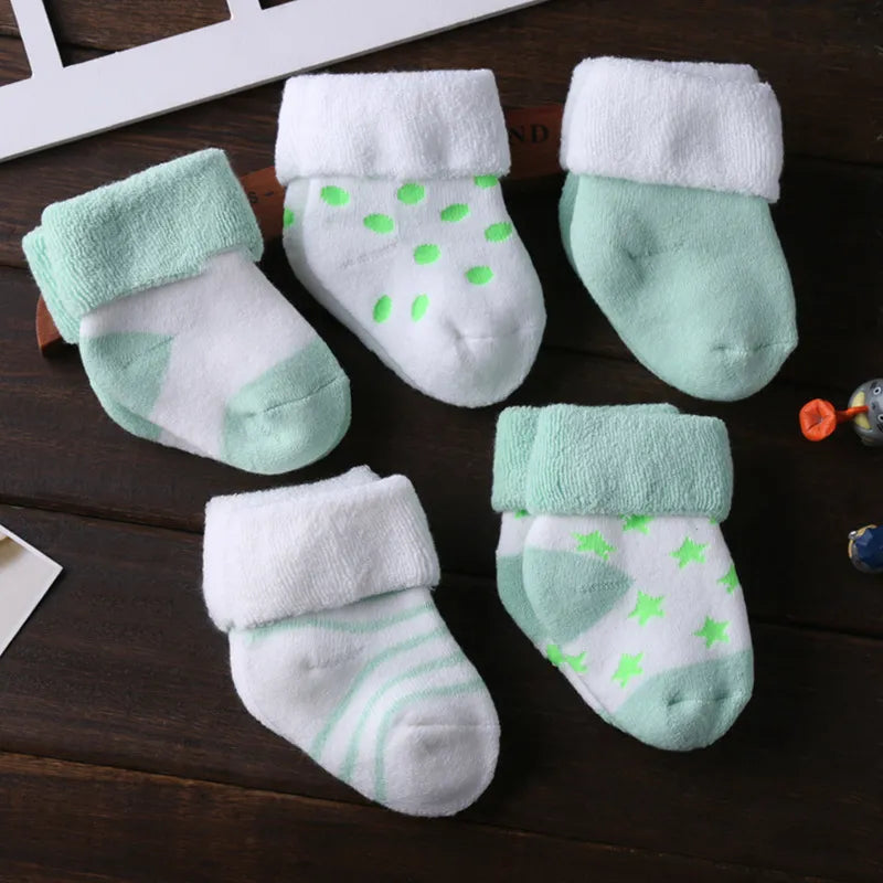 5PCS Newborn Baby Socks Unisex Wool Cotton Baby Girl Boy Socks 0-12 Months Baby Accessories