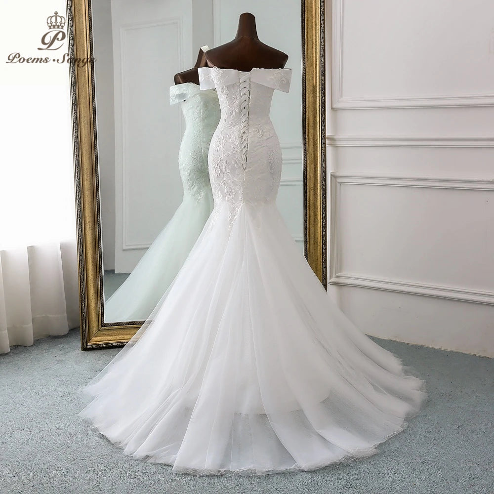 New Style Boat Neck Beautiful Sequined Wedding Dress Customized Vestido De Noiva Mermaid Wedding Dresses Robe De Mariee - My Store