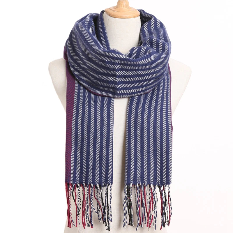 [VIANOSI] Plaid Winter Scarf Women Luxury Warm Foulard Solid Scarves Fashion Casual Scarfs Cashmere Bufandas Hombre
