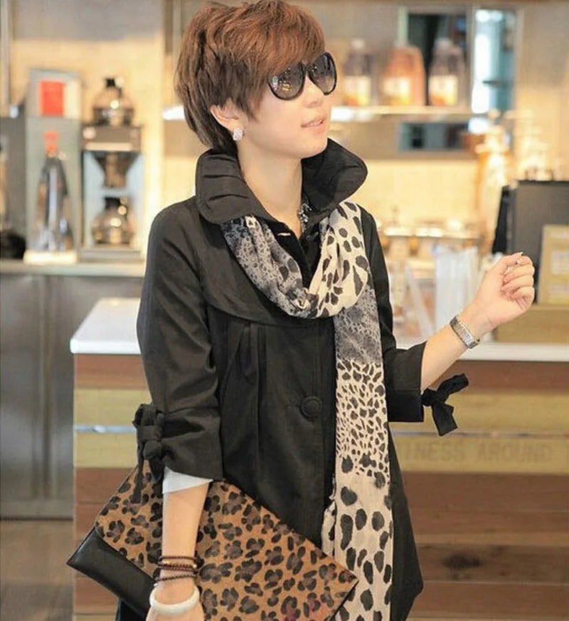 Women Chiffon Scarf 150*45cm Thin Style Scarfs Print Cat Star Leopard Shawls and Scarves Best Party Gift 22009