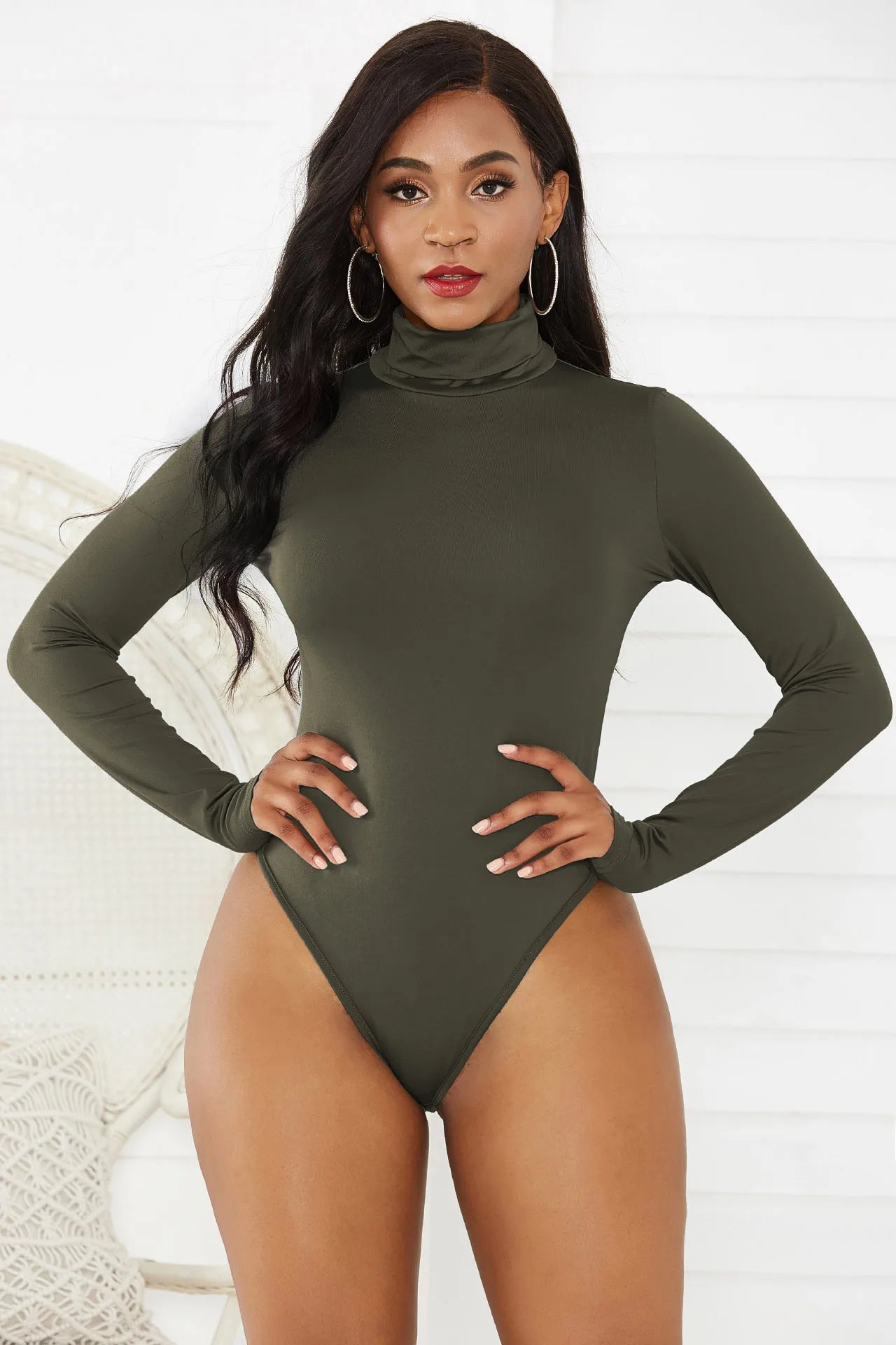 Winter Sexy Long Sleeve High Neck Slim Bodysuit Undershirt 2022 Women's Solid Color Tight Playsuits Jumpsuit - My Store