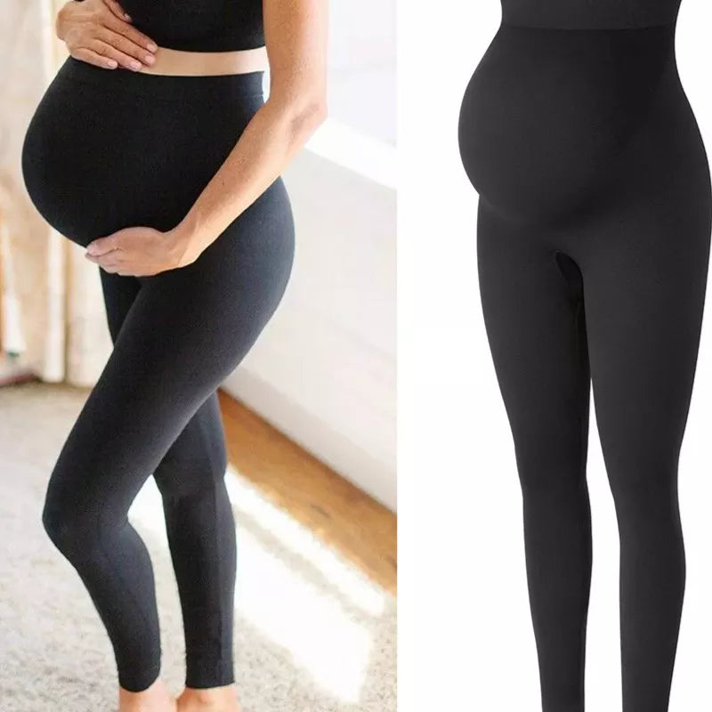 High Waist Pregnancy Leggings Skinny Maternity Clothes for Pregnant Women Belly Support Knitted Leggins Body Shaper Trousers