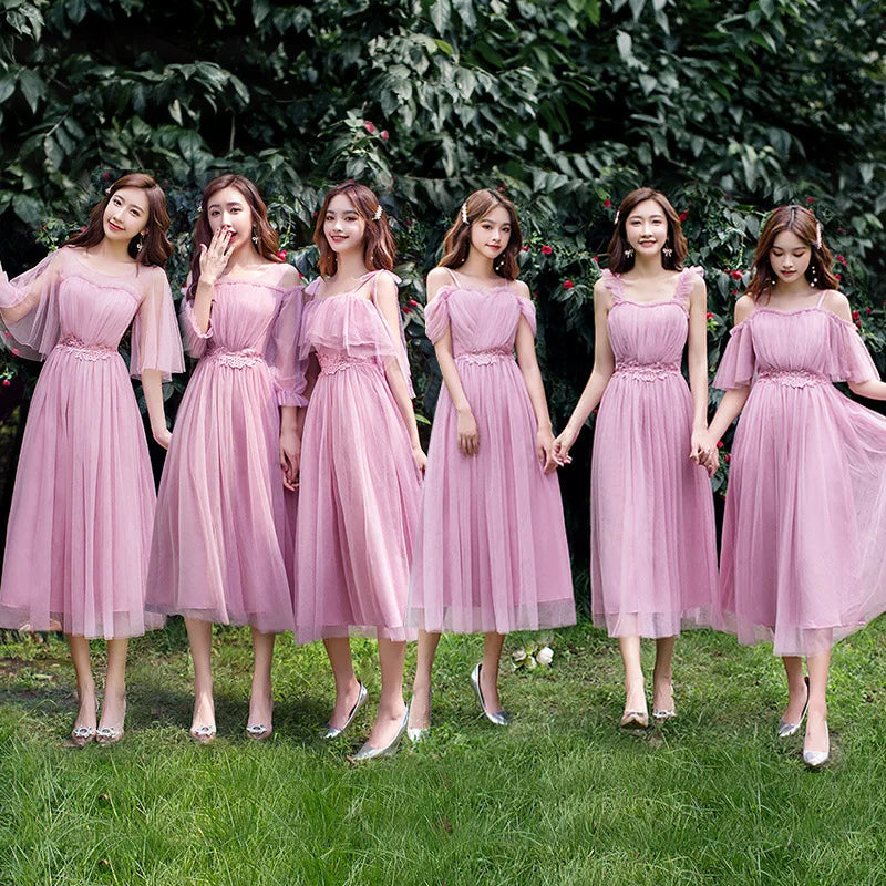 2022 Fashion Wedding Elegant Ruffles Lace Dress Formal Evening Party Dress Spaghetti Strap Long Bridesmaid Dresses - My Store