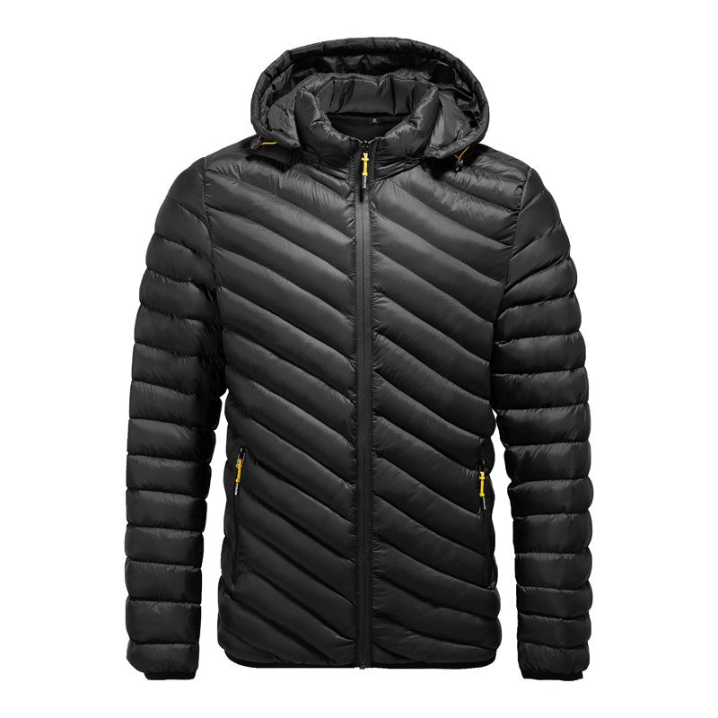 Fashion Latest Design  Custom Removable Hat Warm Cotton Coat  Men Winter Long Coats for  Man Coat