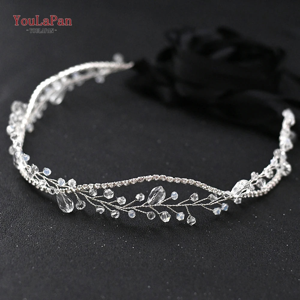 YouLaPan Crystal Belt for Wedding Dress Belt Ivory Flower Wedding Dress Sash Belt Silver Belts for Women Waist Band SH93