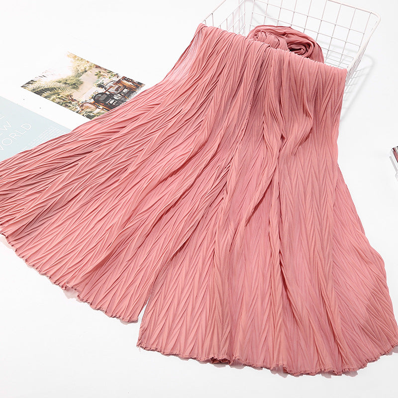 Inner Hijab Under Scarf Long Dubai Pleated Chiffon Hijabs Scarfs 2020 Scarves Muslim