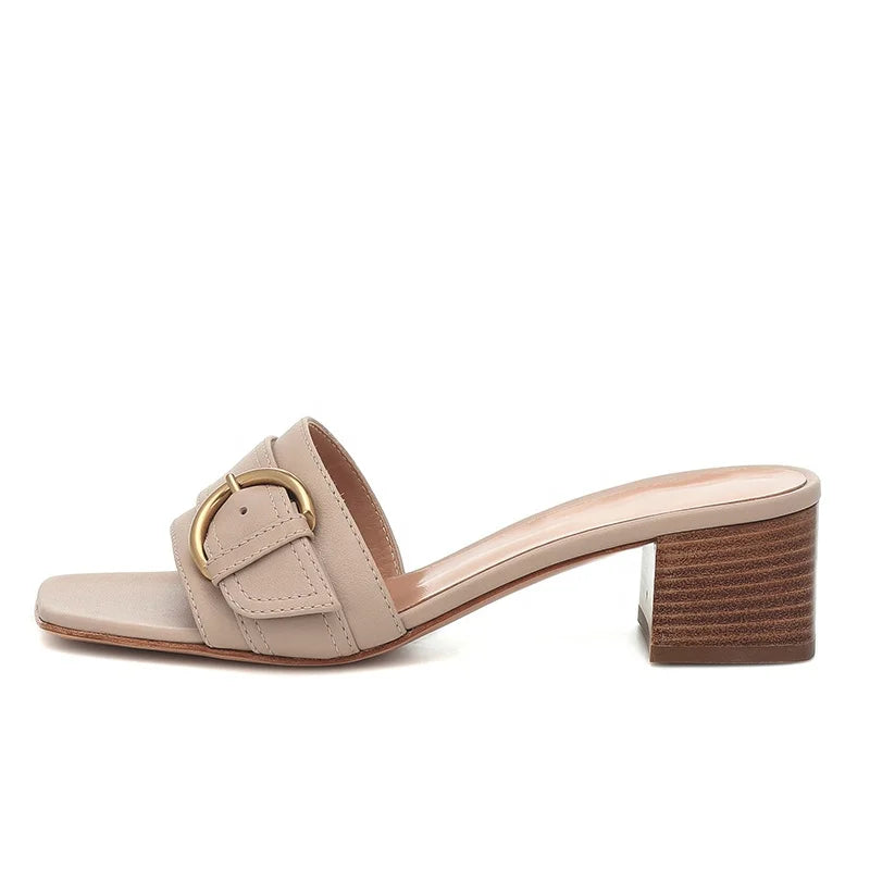 Summer High Heels Women Squared Toe Block Heel Sandals