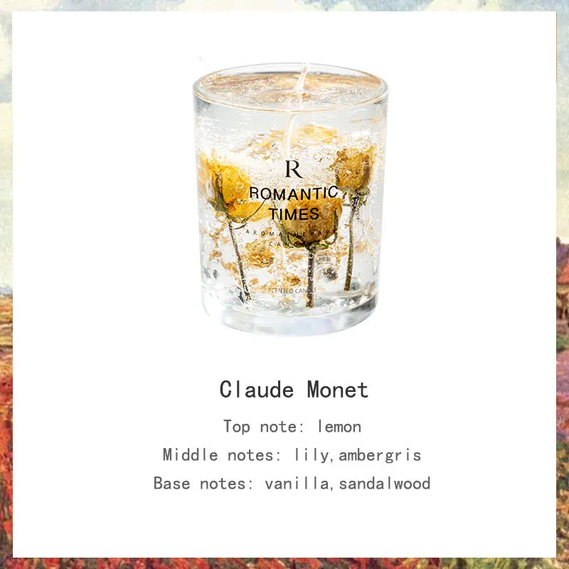 Flower Fruit Essential Oil Scented Candle Transparent Gold Foil Wedding Decoration Candle Smokeless Aromatherapy Home Candles