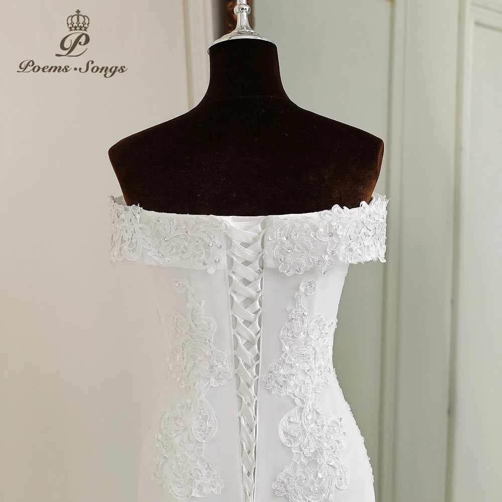 Customized Elegant Boat Neck Wedding Dresses for Women Mermaid Wedding Gowns Marriage White Dress Vestidos De Novia Bridal Dress - My Store
