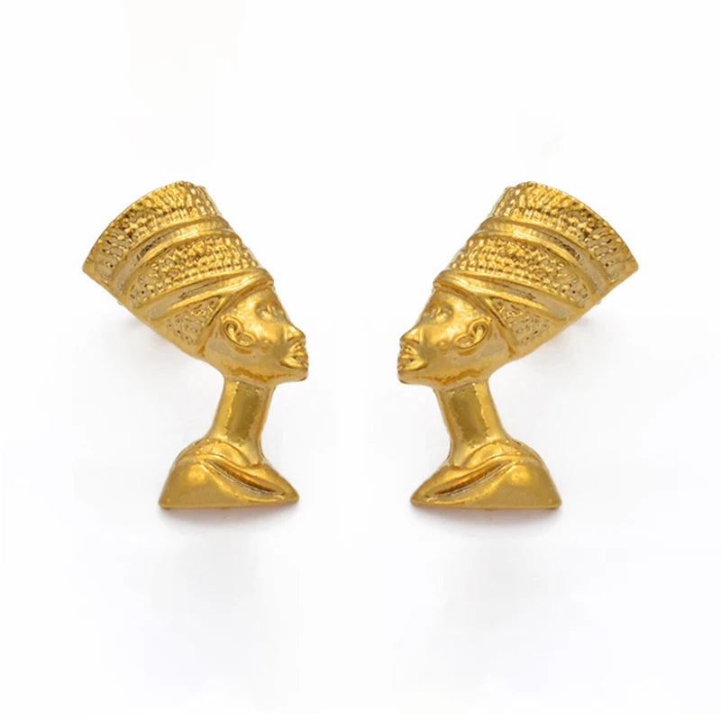 Anniyo Egyptian Queen Nefertiti Stud Earrings Jewelry for Women Girl,Wholesale African Jewellery  #204606