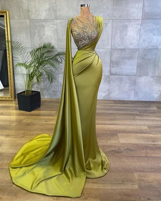 Beautiful Prom Wedding Dresses Evening Gown Bridal Mermaid Beading Prom Dress Long With Ruffle - My Store