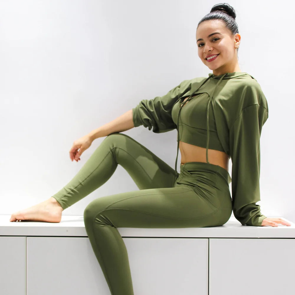 Wholesale Womens v Waistband Leggings Yoga Suits 3pcs Tracksuits Quick Dry Exercise Apparel Fitness Training Activewear Set