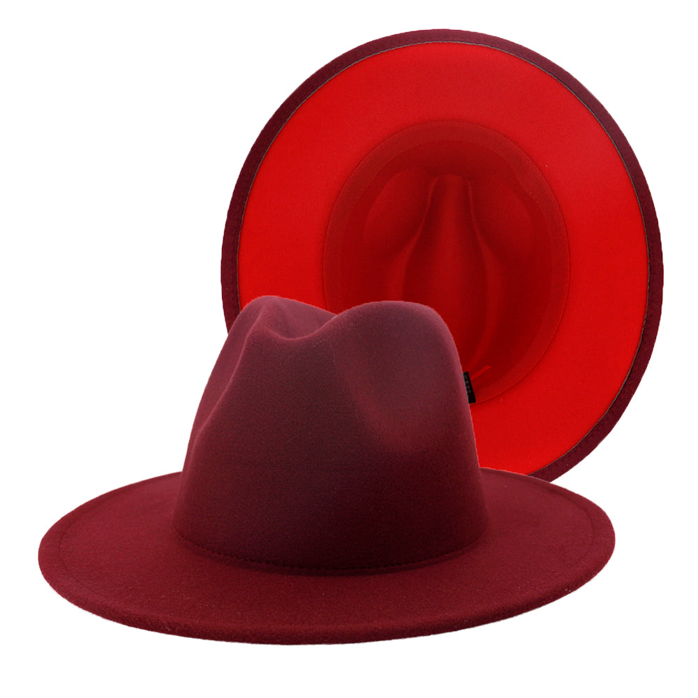 Fedora Hats Women Wholesale Felt Fedora Hats for Men Two Tone Hat Different Color Brim Fedora