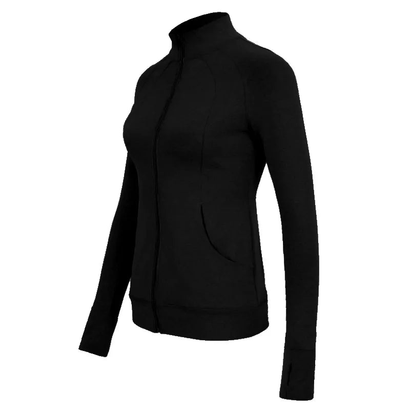 Womens Activewear Slim Fit Sports Running Top Fitness Clothes Elastic Long Sleeve Slim Zipper Elastic Fitness Yoga Jacket