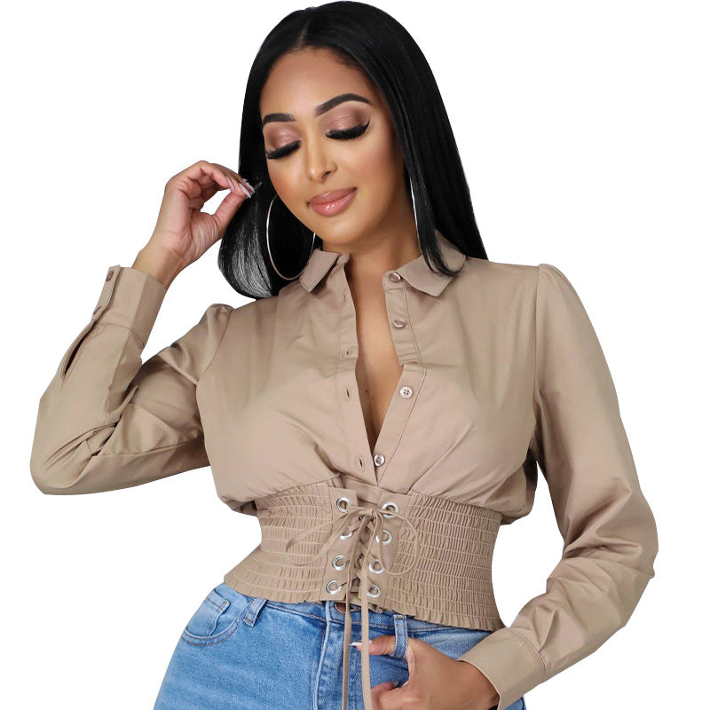 TG040 Short Long-Sleeved Blouse Women Sexy Women Shirts 2022 Spring Women's Blouses & Shirts