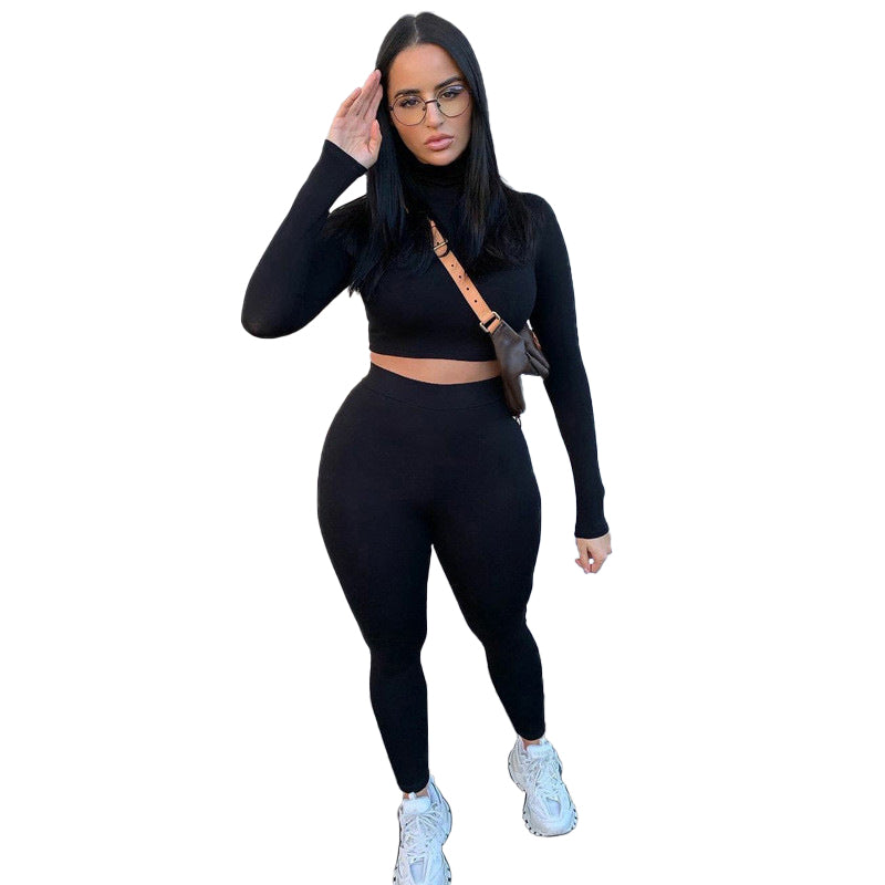 Solid Color Joggers Yoga Set Fitness Womens Activewear Plus Size Workout Clothing Sport Long Sleeve Active Wear Set