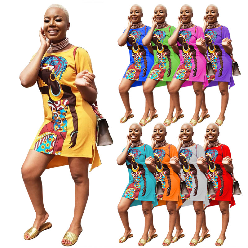 Fall Print New Fashion Dress Sexy African Women Dresses Elegant Casual Women Dresses Plus Size