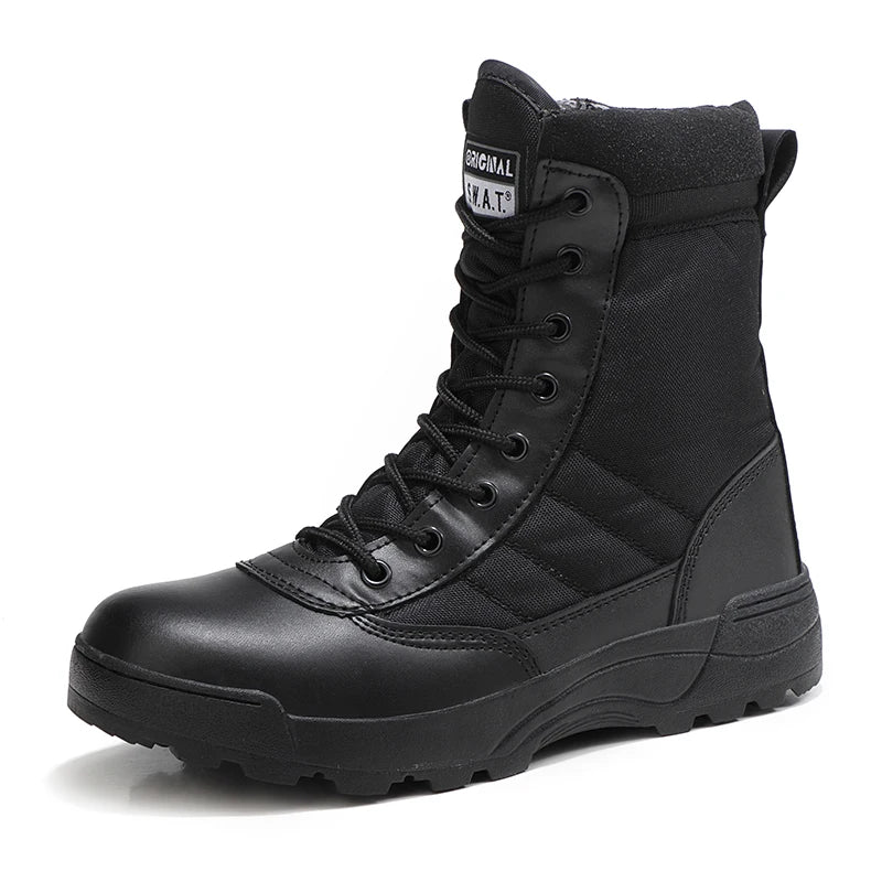 Greatshoes Mens Boots Hunting Boots,Black Leather Boots High Top Boots for Men,Anti-Slip Boots Desert Boots
