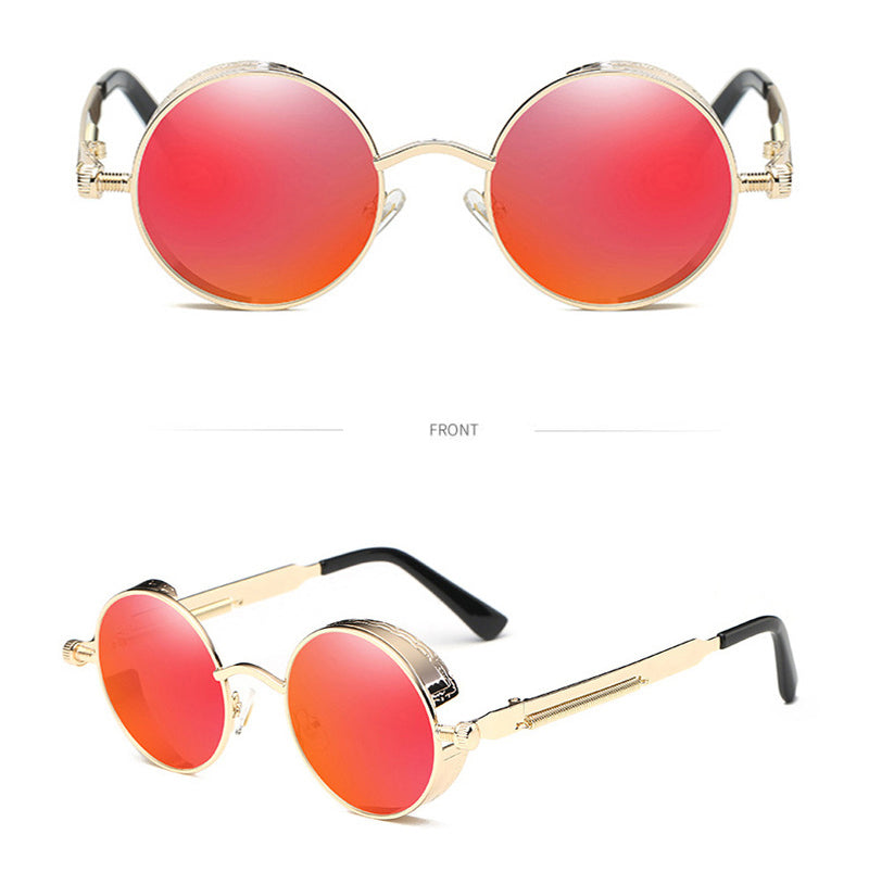 Trendy Steampunk Sunglasses Retro Fashion Men Women Luxury Sunglasses Fashion Round Sunglass