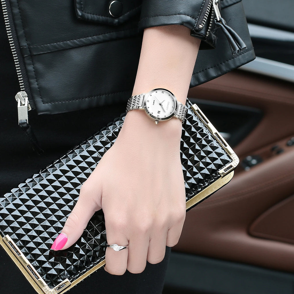 Women Watch Custom Logo Quartz Watches Japan Movt Stainless Steel Gold Watches for Ladies