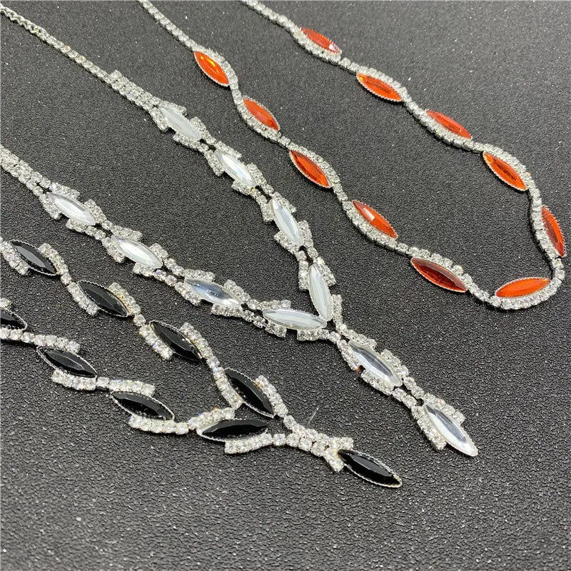 Sexy Wave Bridal Choker Jewelry Set Silver Plated Rhinestone Crystal Necklace Earrings Women Wedding Jewerlry Set