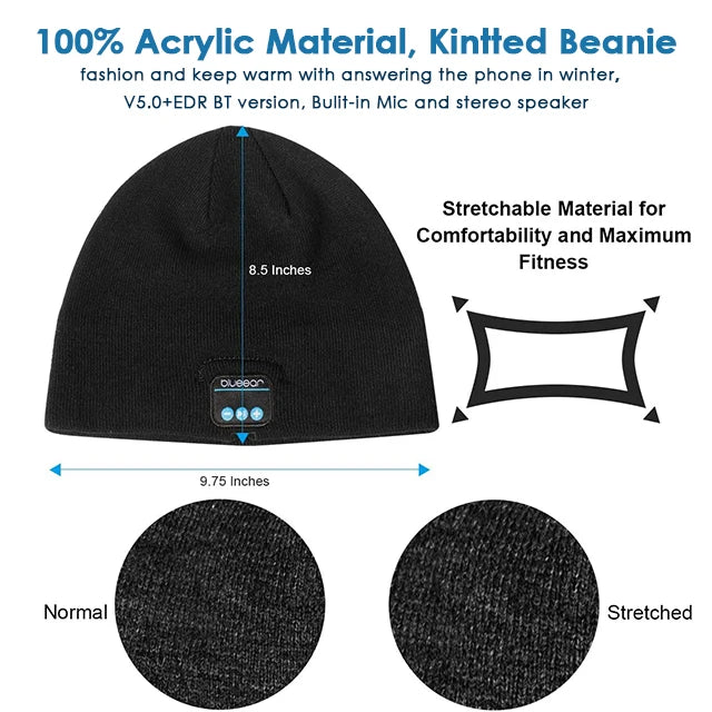 New Fashion Winter Hats Sports Bt Music Caps Custom Knitted Beanie Hat With Headphone Women Wireless Knit Hats