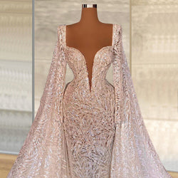 Elegant Off Shoulder Lace Vestidos De Novia Beaded Casual Dresses Formal Bling Dress Abiti Da Sposa Wedding Dresses - My Store