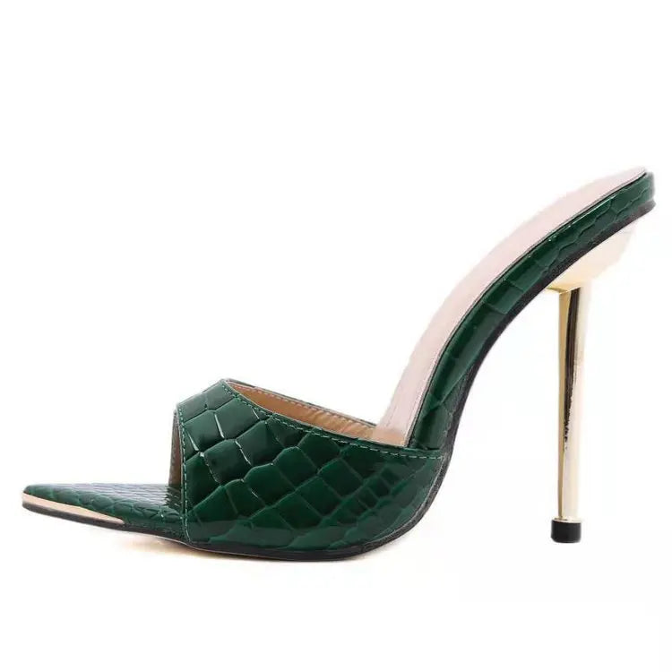 Snakeskin Pointed Toe Stiletto Heels Beautiful Mature Sexy Women High Heel Sandals