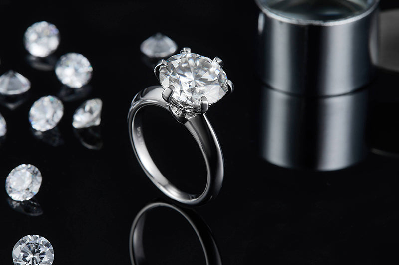 SGARIT Jewellery S925 Sterling Silver Gold Plated 5 Carat Moissanite Diamond Ring Jewelry