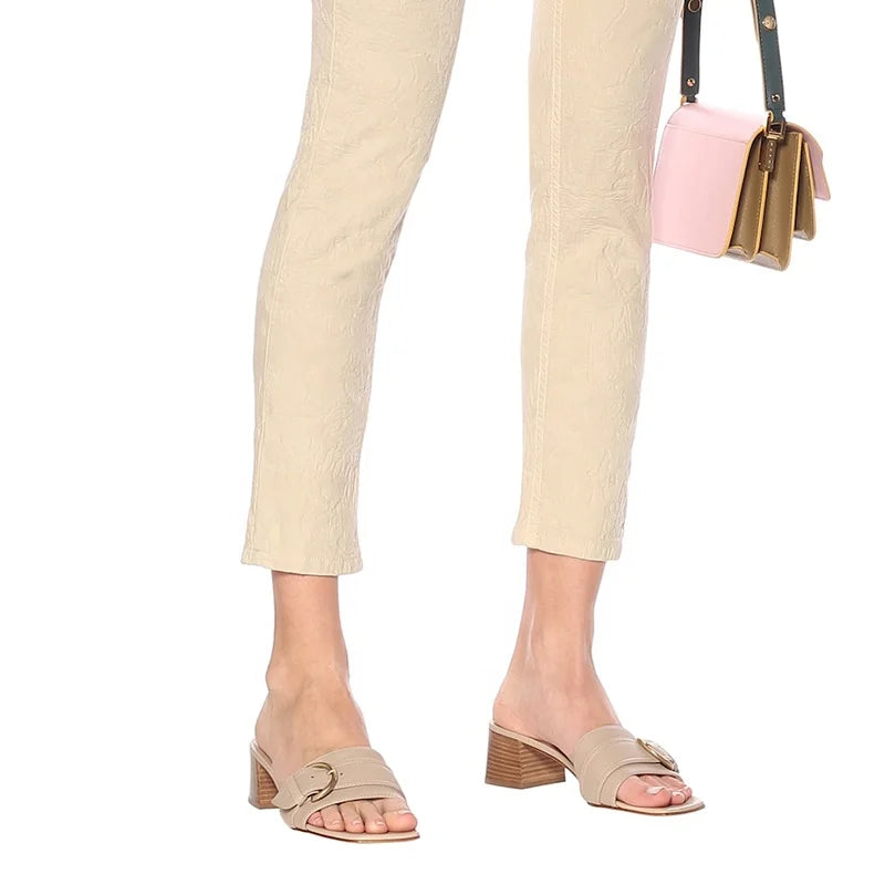 Summer High Heels Women Squared Toe Block Heel Sandals