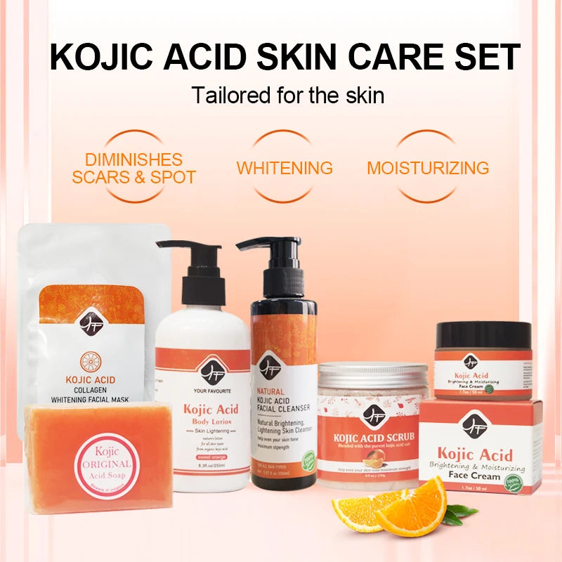 Mc06 Private Label Skin Care SET Rejuvinating FACE CREAM KOJIC Lotion Lightening Body Scrub  KOJIC AICD  Whitening Skin Care Set