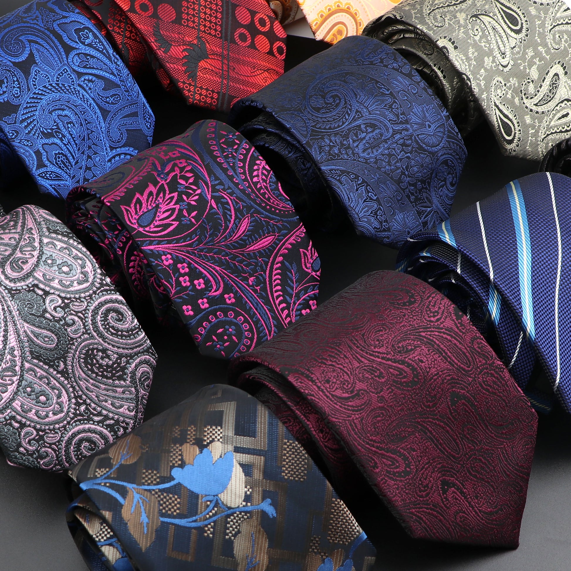 Fashion Neckties Classic Men's Stripe Necktie Royal Blue Wedding Ties Jacquard Woven Silk Men Solid Tie Polka Dots Neck Ties