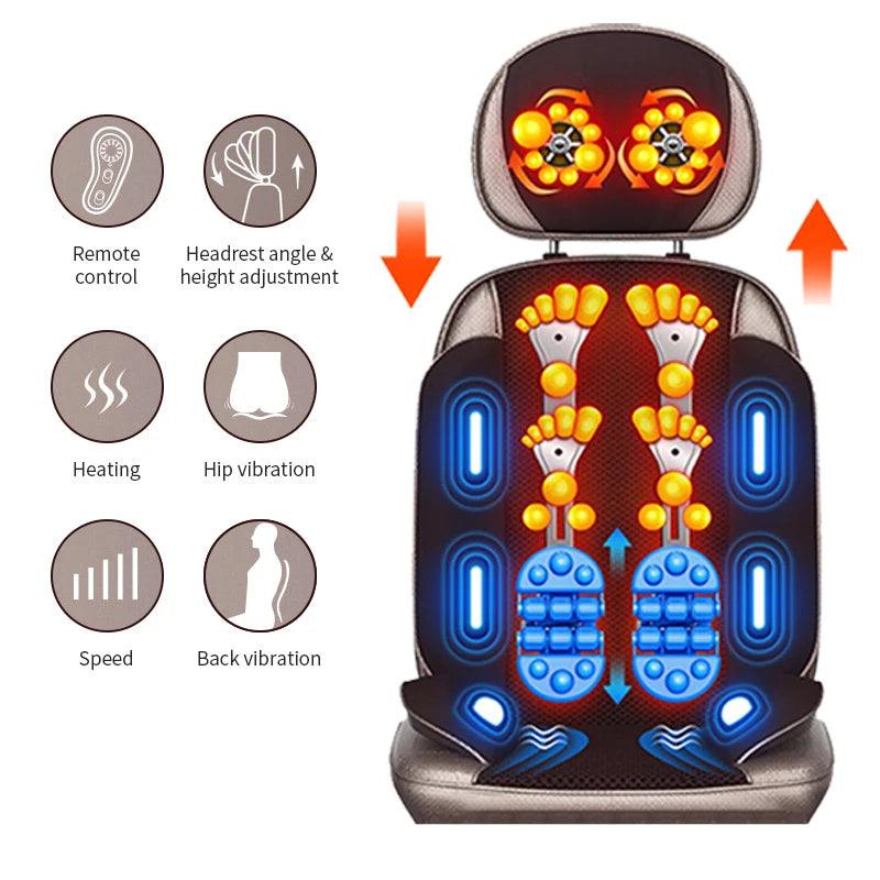 JinKaiRui Vibrating Electric Cervical Neck Back Body Cushion Massage Chair Kneading Heating Muscle Stimulator Device Health Care