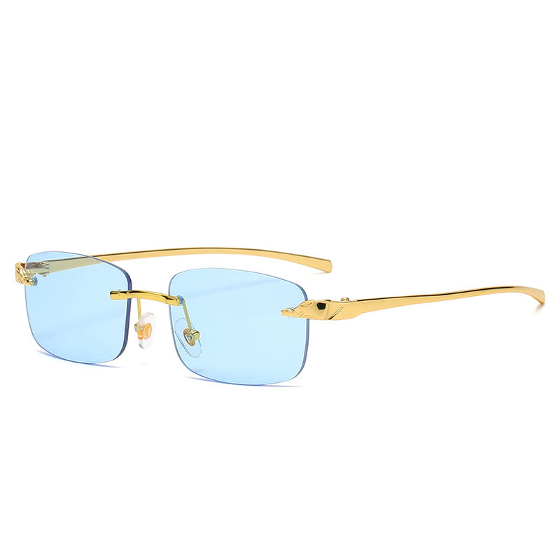 Wholesale Men Fashion Sunglasses Metal Sun Glasses Cheetah Designer Glasses Rimless Lens Vasos Multicolor Sunglass Shades