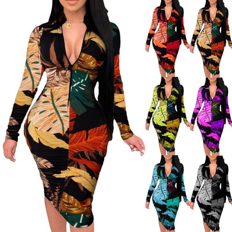 GQ2002 New Arrivals Printed Long Party Dress Red Dresses Women Sexy Club Dresses