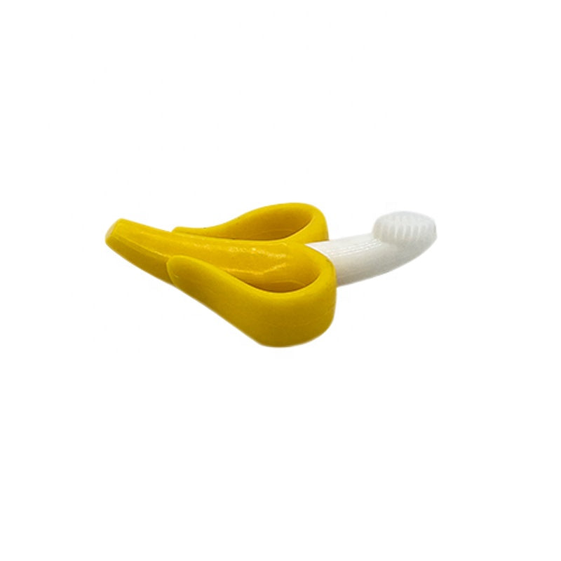 Wholesale Fruit Banana Baby Toothbrush Teether Toy for Kids Baby Teething Toy Silicone Baby Teether