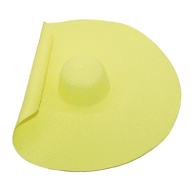 Super Bigger Brim Wide Straw Hats for Women Foldable Paper Beach Hat Summer Sun UV Hats Stage Cap Dropshipping Wholesale