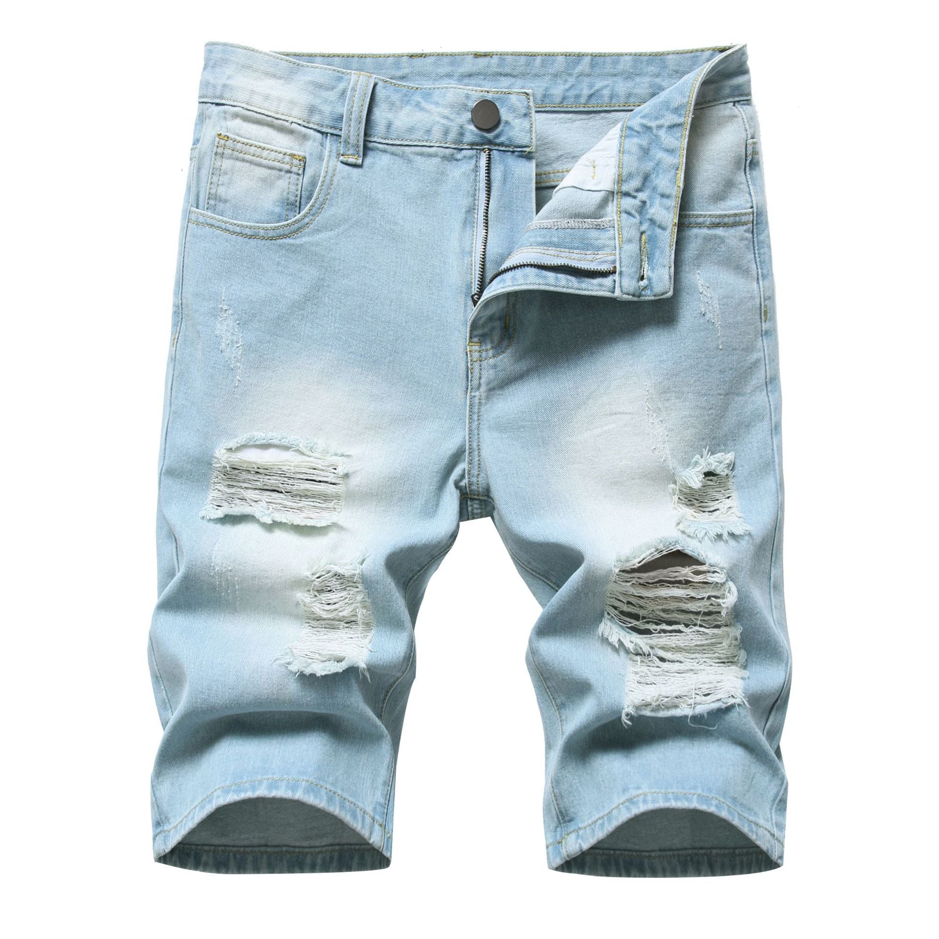 High Quality Ripped Denim Short Jean Men's Shorts Man Jeans Shorts
