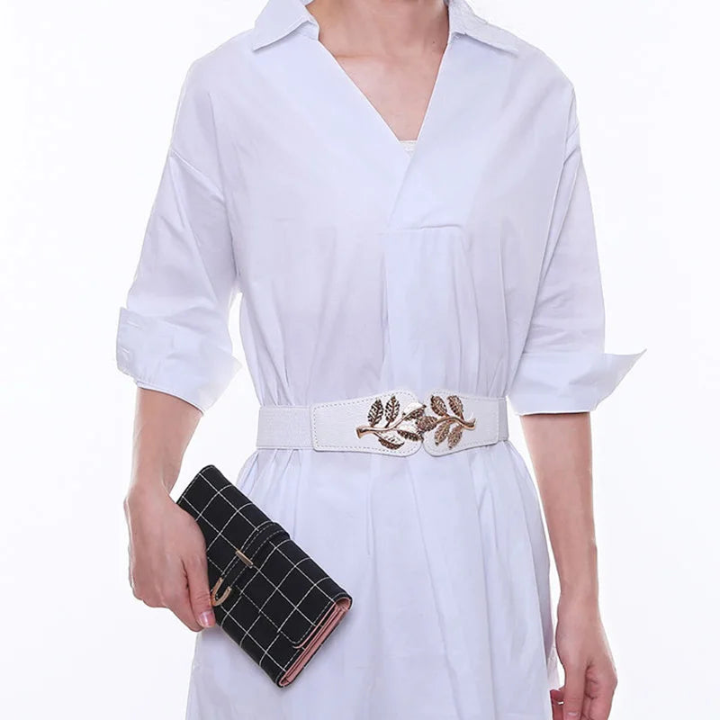 65 Style New Korean Windbreaker Elastic Wide Women Waistband a Variety Alloy Buckle Retro Belt All-Match Dress Women Accessory