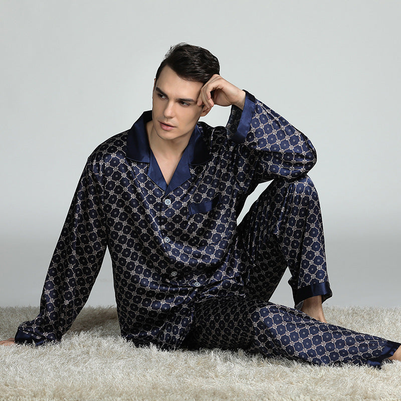 TG042 Fall Men S Pajama Pants Set Luxury Woven Pajamas Comfortable Casual Plus Size Sleepwear