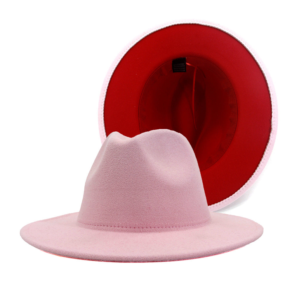 Fedora Hats Women Wholesale Felt Fedora Hats for Men Two Tone Hat Different Color Brim Fedora