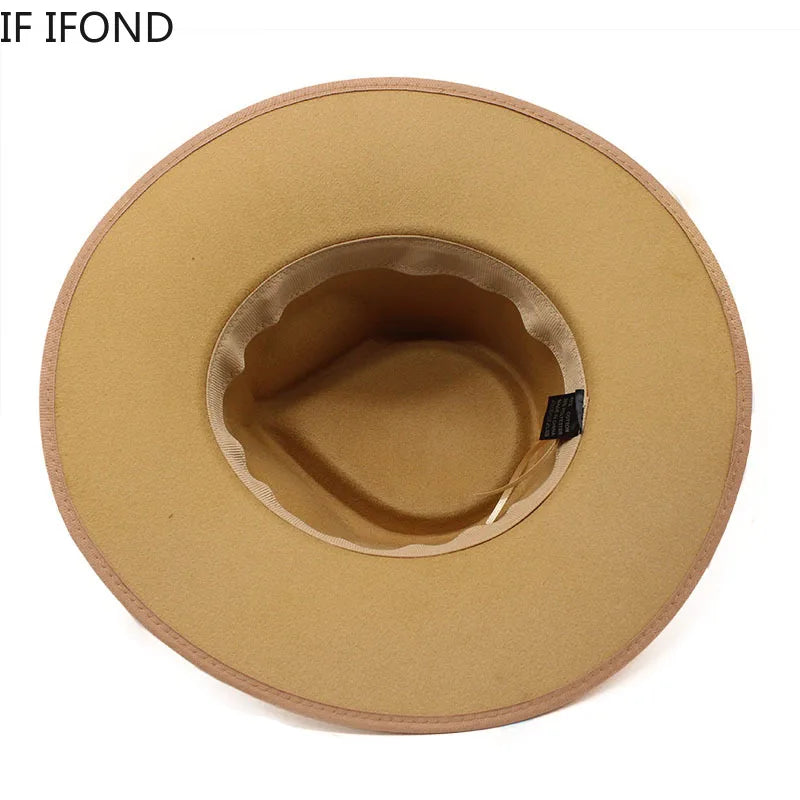 Women Hats Khaki Camel  Wide Brim Felt Fedoras Hats Wool Vintage Dress Formal Church Hat Fashionable Jazz Hats