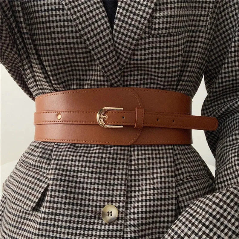 65 Style New Korean Windbreaker Elastic Wide Women Waistband a Variety Alloy Buckle Retro Belt All-Match Dress Women Accessory