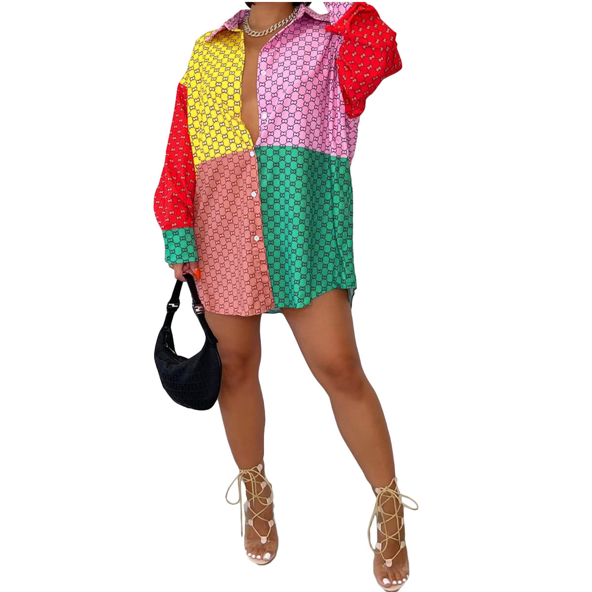 Fall Skirt Dresses Women Clothing Printing Dress Autumn Color Matching Women Skirt Dresses