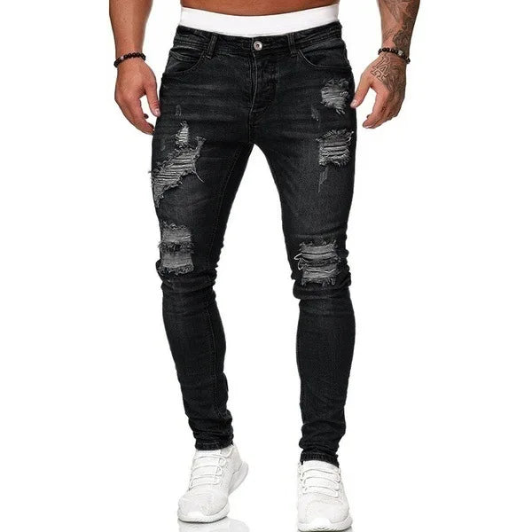 5 Kinds of Style Ripped Jeans Men Skinny Slim Fit Blue Hip Hop Denim Trousers Casual Jeans for Men Jogging Jean