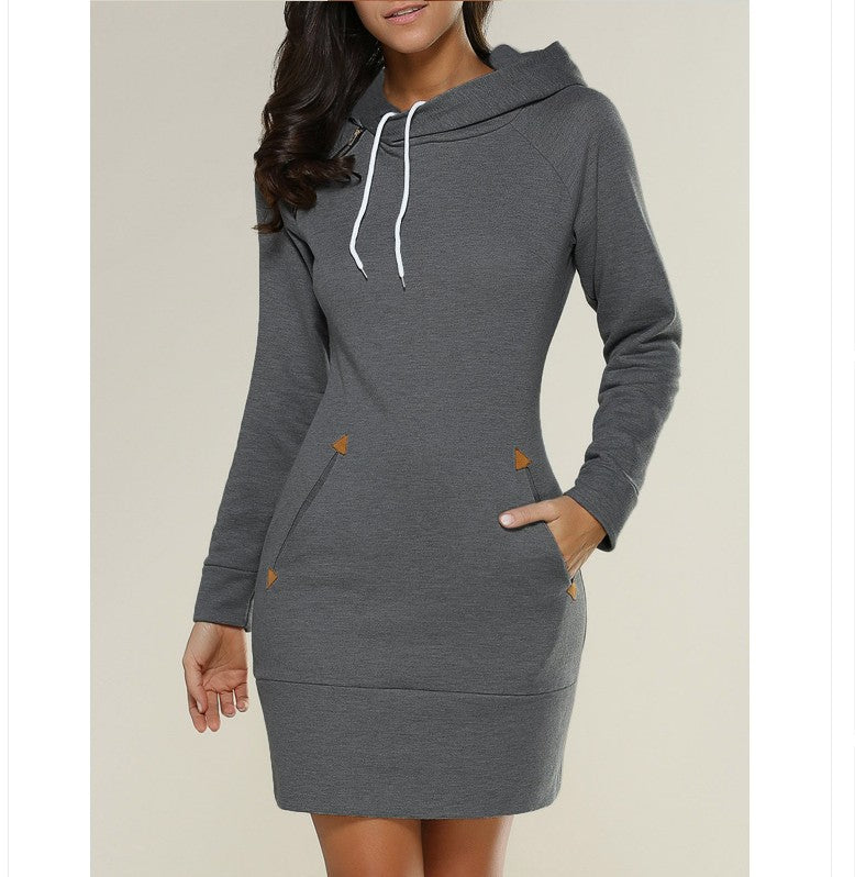 Dropshipping Solid Color Hoodie Dress Women Clothes Plus Size Women's Dresses Casual Dresses