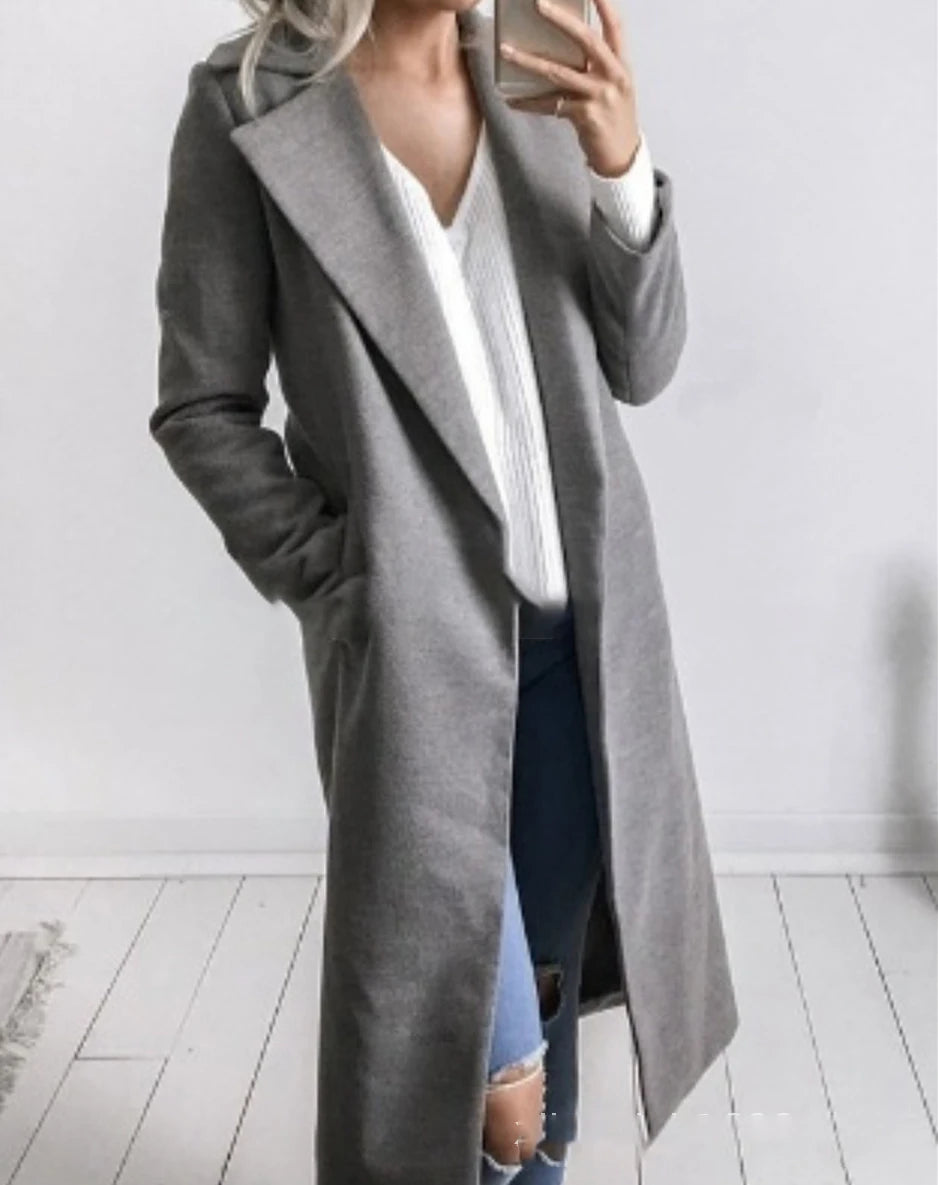 YQY002 New Styles Autumn Fashion Leisure Ladies Long Coats for Women Woolen Coat