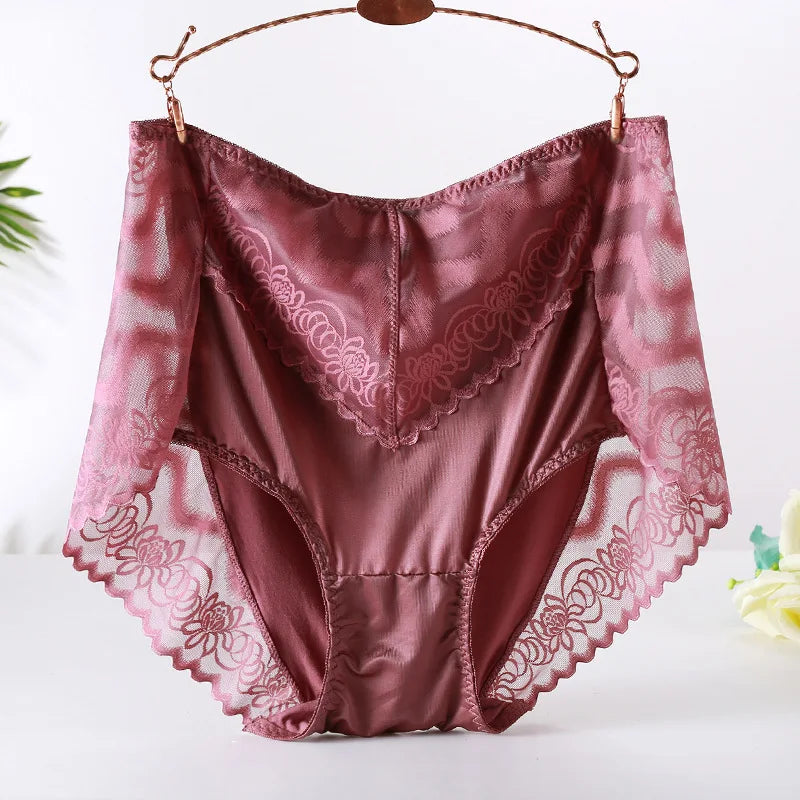 Large Size Women's Underwear Sexy Thin Transparent Lace Modal Underwear High Waist Large Size Underwear