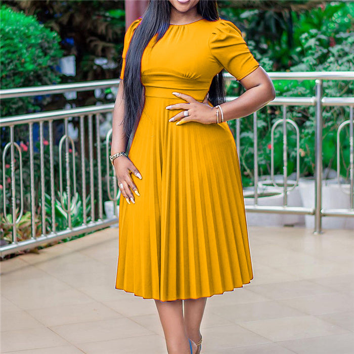 A0202-Summer Business Career Dresses Pleated Dress Women African Dresses